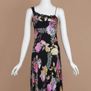 Betsey Johnson Silk Devoré Tropical Print Vintage Dress (S)